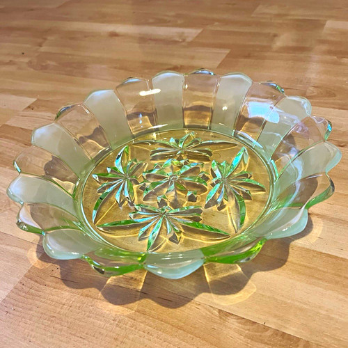 Green clear pressed glass - green,