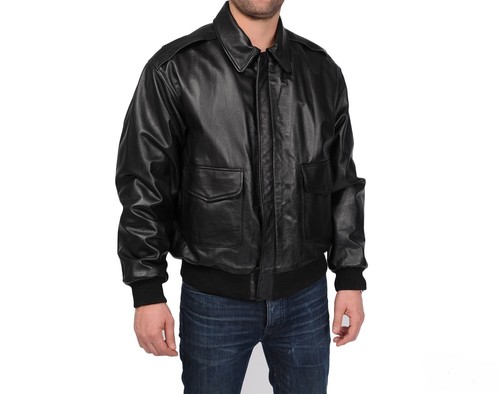 Men leather bomber - leather,