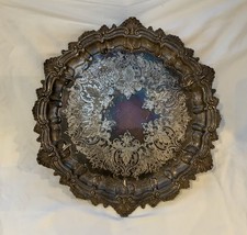 Antique silver salver - antique, footed