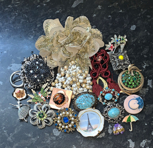 Vintage brooch 21pc mixed - brooch, lot