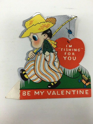 Vintage valentine card boy - card,