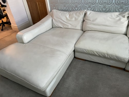 White leather corner sofa used - corner,