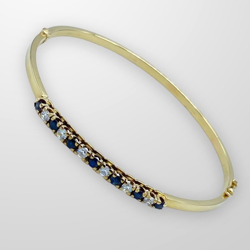 Gold bangle sapphire - gold, cz