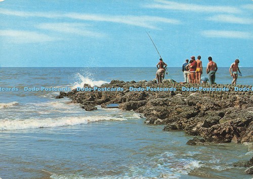D187492 beach men fishing - beach.,
