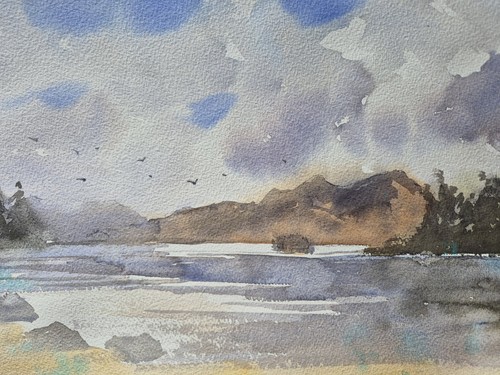 Scottish loch watercolour - ,