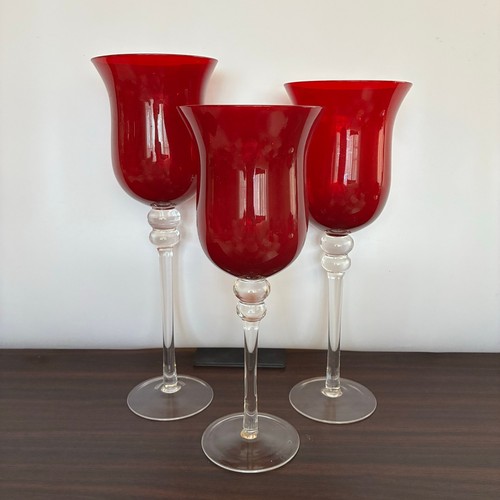 Ruby red glass - red, candle