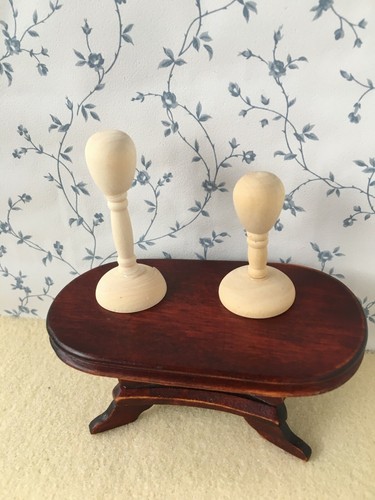Dolls house hat - stand/s, wig