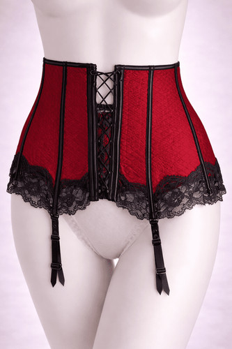Red black lace up - lace-up, waist