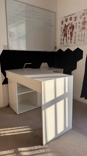 White office desk with - white,