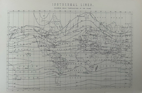 Antique print climate map - print,