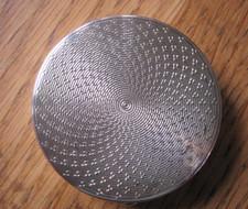 1932 Art Deco Solid Sterling Silver Engine Turned Compact