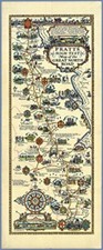 Pratts 1930 Esso Wall Map of the Great North Road 33 x 80 cm 
