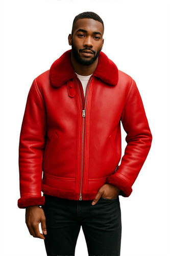 Mens red raf shearling - red,