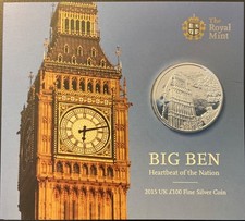 Royal Mint 2015 BIG BEN, 62.86g  .999 Silver £100 Coin. Brilliant Uncirculated. 