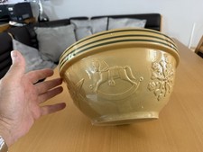 Williams Sonoma Large English Mixing Bowl Christmas Motifs Tree Star Snowflake