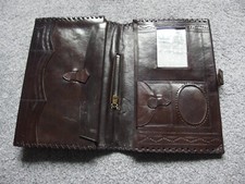 Antique Vintage 1930s Leather bag purse correspondence travel wallet