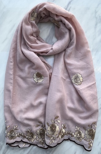 Embroidered floral scarf large - embroidered,