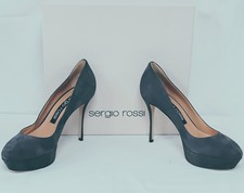 Sergio Rossi EU Size39.5 Grey Suede Leather Stiletto Heels Boxed - RA25