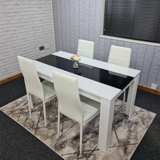 Dining White Black Wood Table