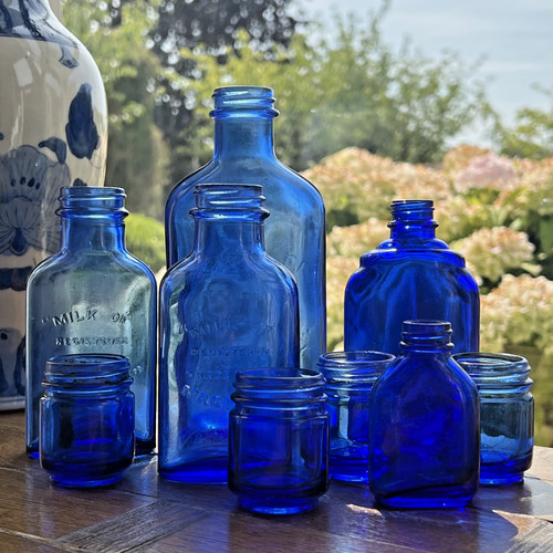 Blue vintage apothecary glass - vintage,