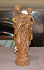 Vintage Brown & gold resin Virgin Mary Religious Statue 30 cm Height