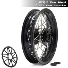 12x2,15 Spoke Rear Wheel + Rear Sprocket 52T For Sur Ron Light Bee X For Segway