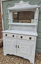 Antique Painted Mirror Backed Dresser Art Nouveau