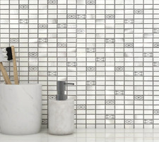 Self Adhesive Mosaic Wall Tiles Backsplash Metallic, Grey Pack of 10