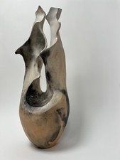 studio art pottery—pit-fired/raku, c. 1980 22 inch signed