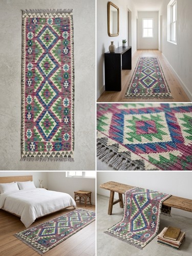 Handmade kilim runner rug flat - handmade,