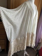 FRANCESCA COUTURE Fabulous Heavily Fringed Cream Crocheted Jacket. One Size.