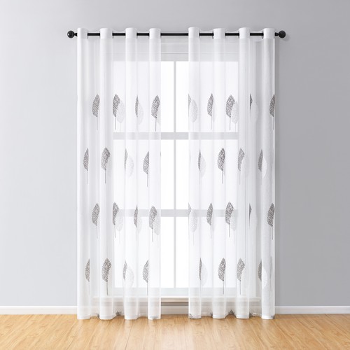 White voile sheer curtains - sheer,