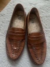 Men's Bertie Beachballa tan brown woven leather loafers shoes UK 9