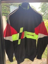 Adidas Tracksuit Top L/XL Classic Retro Vintage Original Black Red Neon Yellow