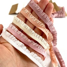 Pleated stretch lace trim for