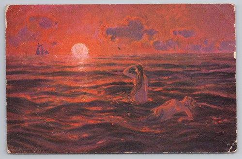 Printed mermaids sea - printed,