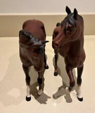 Pair of Collectible Vintage Matt Brown Beswick Porcelain Prancing Horses