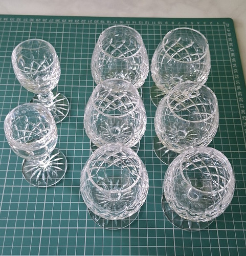 8pc clear cut glass - cut, wine