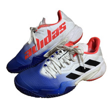 Adidas Barricade Trainers Men's UK 7 Blue White Lace-Up Low Top Tennis Shoes