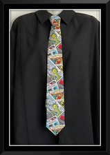 batman comic print  unisex neck tie wedding prom funeral hand made cotton fabric