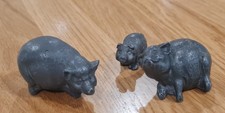 Vintage Set Of 3  Lead Pig