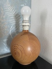Vintage Ikea Turned Wood Ball Globe Table Lamp Base Retro Scandinavian Pine 70’s