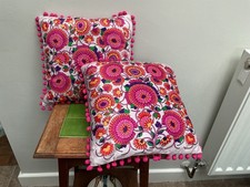 2x PRIMARK HOME Floral Purple Square Cushions 28cm