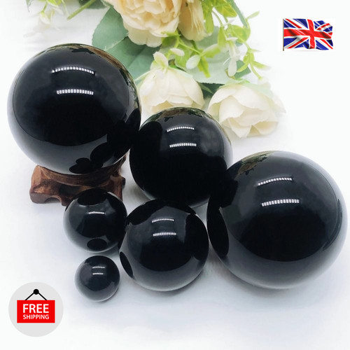 Natural black obsidian sphere - obsidian,