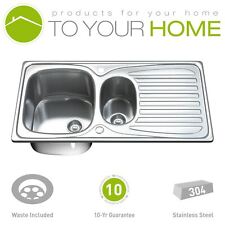 Stainless Steel Kitchen Sink Dihl 1501 1.5 Bowl with Drainer & Waste 95 x 50cm