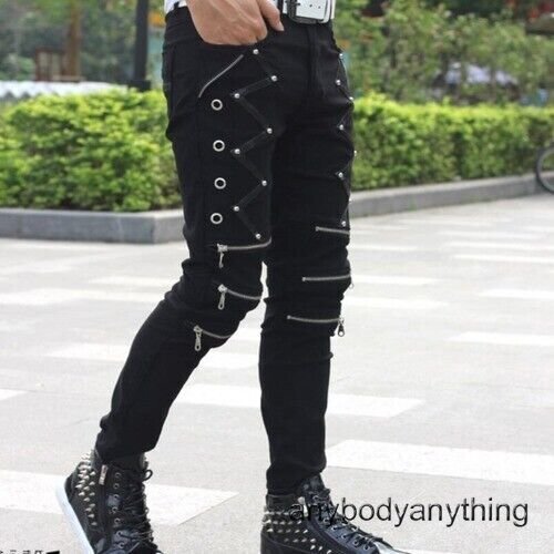 Mens punk skinny pants - pants, for