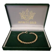 6mm Belcher Bracelet 9ct Gold GF Diamond Cut 8inch Patterned Belcher