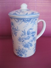 Whittard of Chelsea Chatsford Floral Coffee Mug Cup & Lid in Fine Bone China