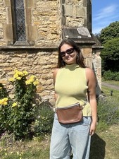 Tan brown Leather Cross Body Bumbag Handmade Design In UK Waist Bag New SALE 