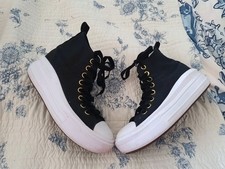 Black & White Converse High Top Wedges Platforms.Velvet Laces & Logo.Size 3 